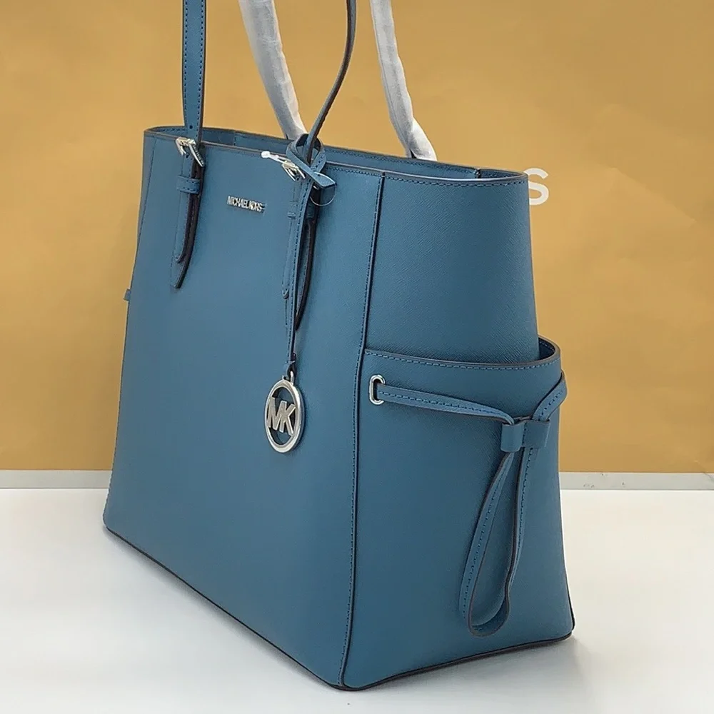 MICHAEL KORS Gilly Large Saffiano Leather Tote Bag TEAL COLOR